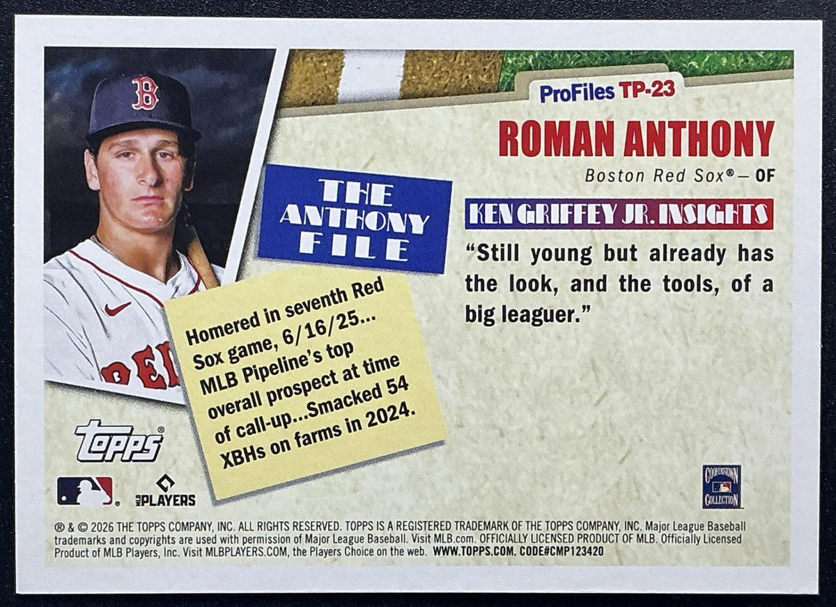 ROMAN ANTHONY 2026 TOPPS SERIES 1 #TP-23 PROFILES RC RED SOX