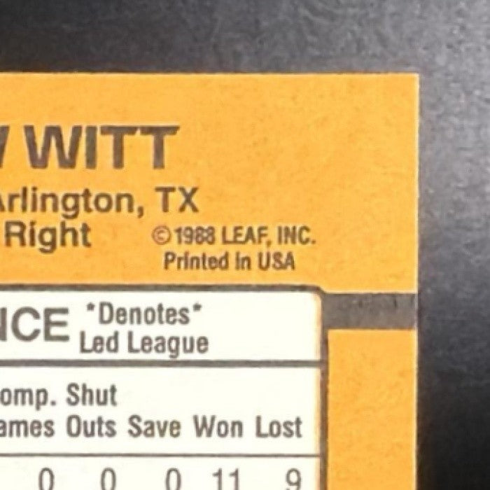 BOBBY WITT 1989 DONRUSS #461 RANGERS