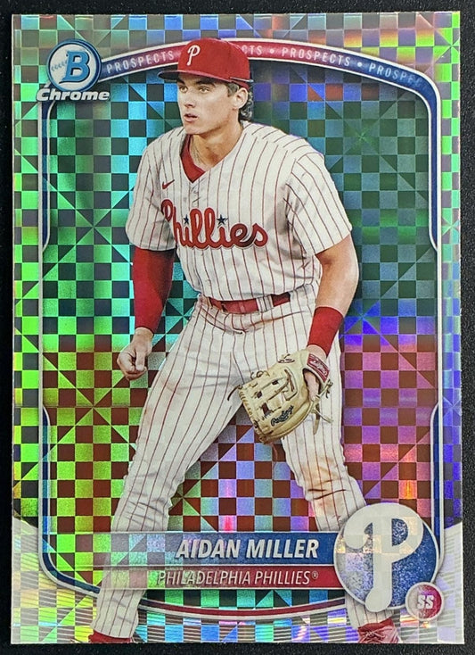 AIDAN MILLER 2025 BOWMAN #BCP-54 CHROME PROSPECTS X-FRACTOR PHILLIES