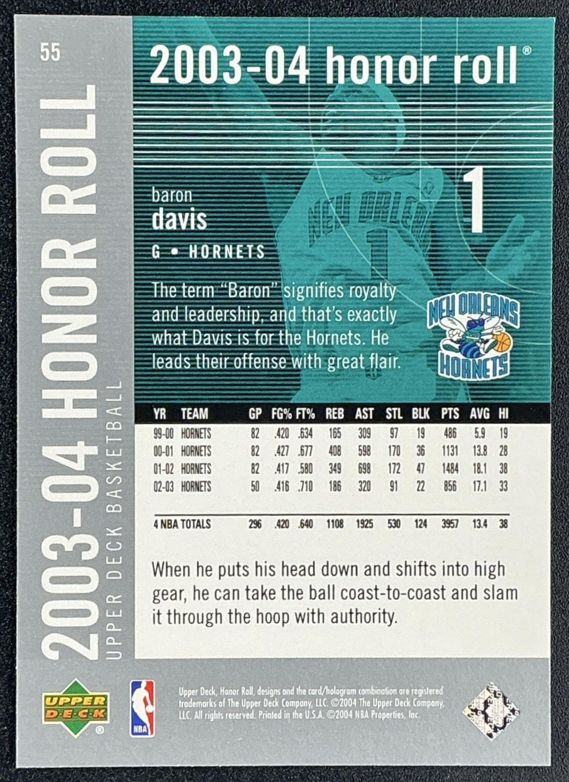 BARON DAVIS 2003-04 UPPER DECK HONOR ROLL #55