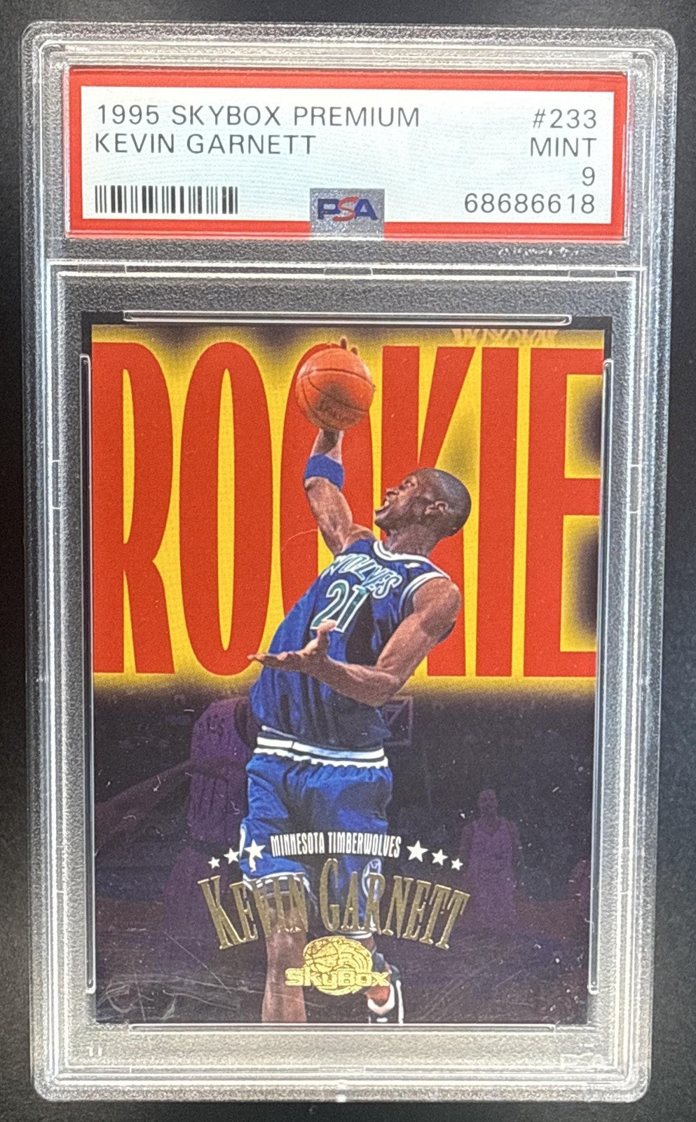 KEVIN GARNETT 1995-96 SKYBOX PREMIUM #233 ROOKIE RC TIMBERWOLVES PSA 9