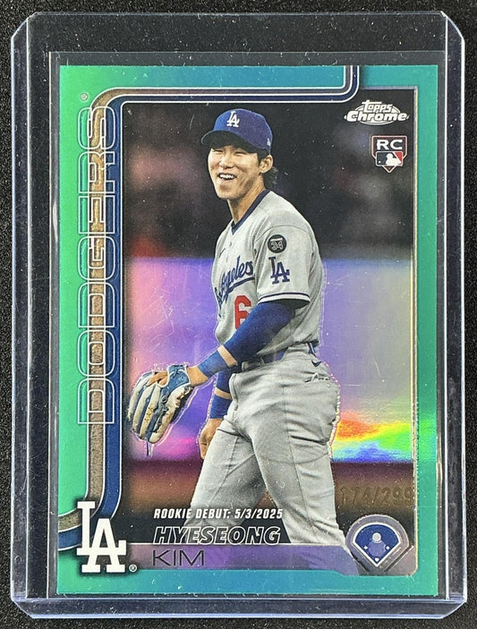 HYESEONG KIM 2025 TOPPS CHROME UPDATE #USC149 TEAL REFRACTOR 174/299 RC DODGERS