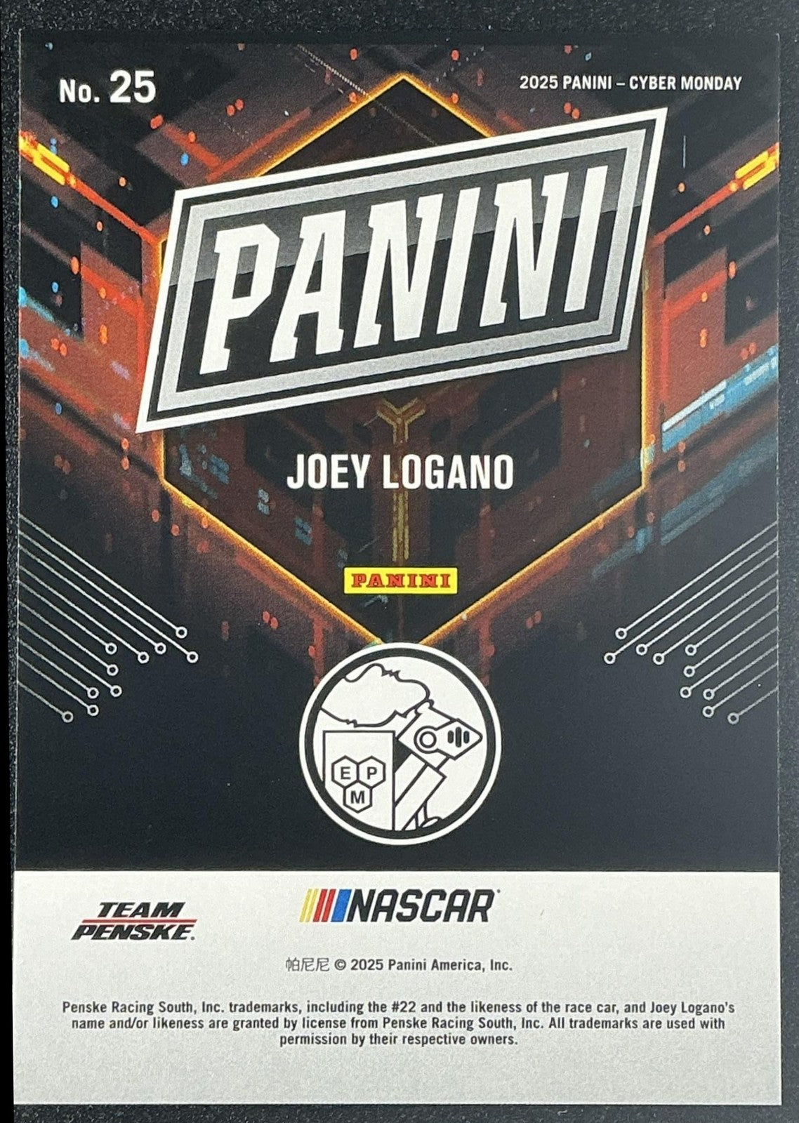 JOEY LOGANO 2025 PANINI CYBER MONDAY #25/199