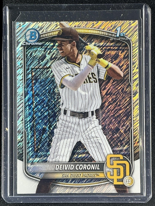 DEIVID CORONIL 2025 BOWMAN CHROME #BCP-173 SHIMMER REFRACTOR 1ST PROSPECT PADRES