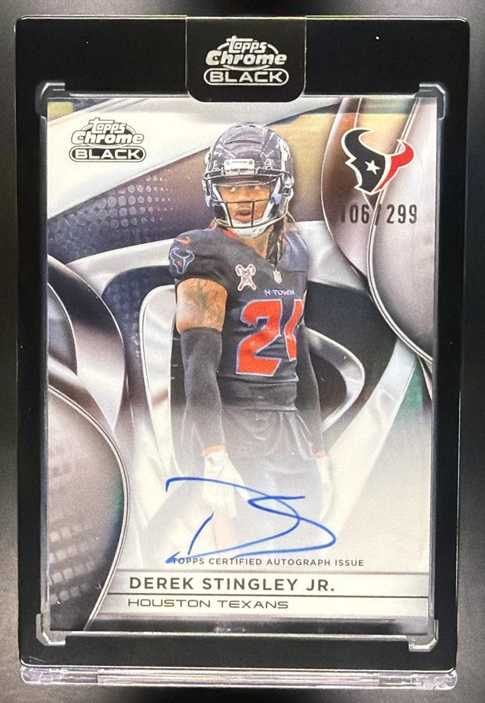 DEREK STINGLEY JR. 2025 TOPPS CHROME BLACK #AU-DS AUTO REFRACTOR 106/299 TEXANS