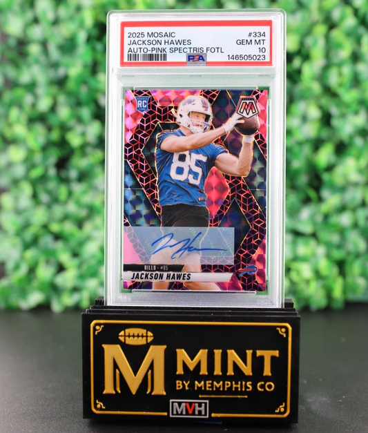JACKSON HAWES 2025 MOSAIC AUTO PINK SPECTRIS FOTL SSP RC /30 PSA 10 POP 1 BILLS