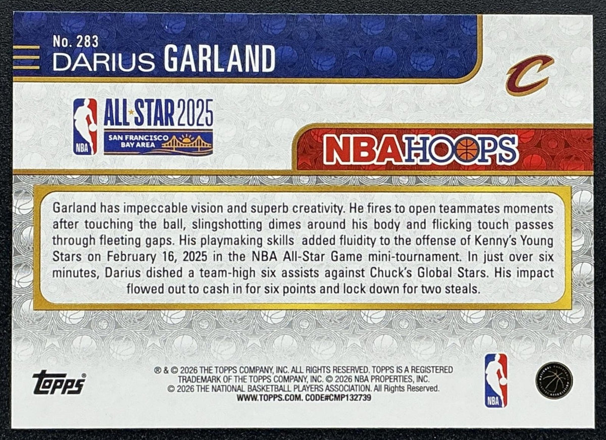 DARIUS GARLAND 2025-26 TOPPS HOOPS #283 RAINBOW FOIL ALL-STAR CAVALIERS
