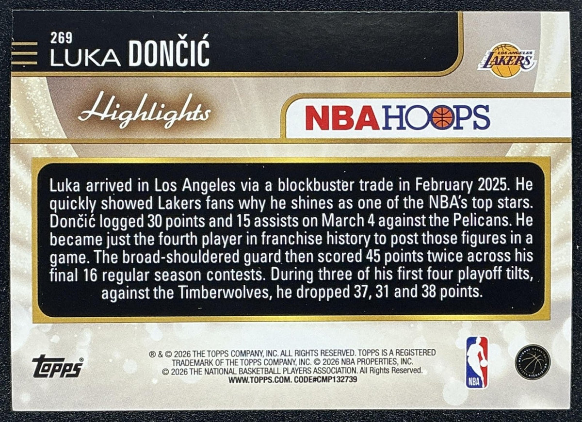 LUKA DONCIC 2025-26 TOPPS HOOPS #269 RAINBOW FOIL SEASON HIGHLIGHT LAKERS