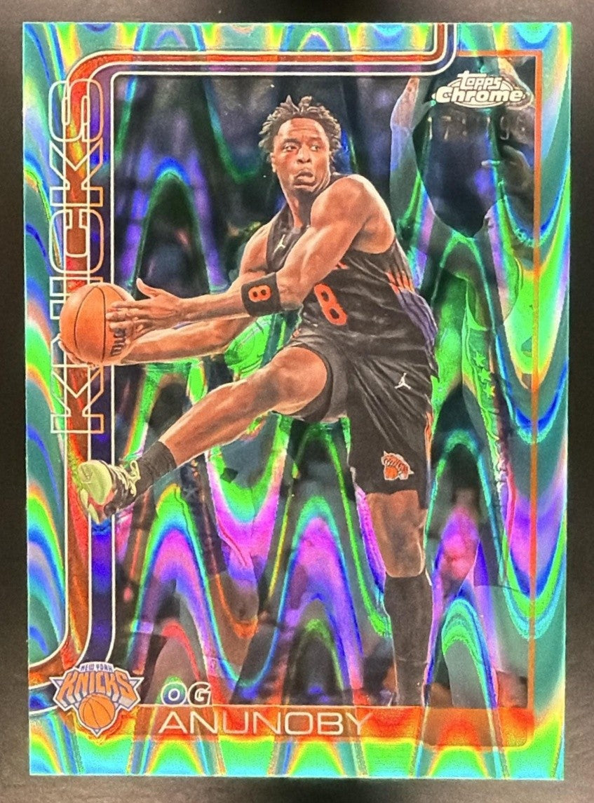 2025 Topps Chrome Update OG Anunoby #43 Aqua Ray Wave Refractor /199
