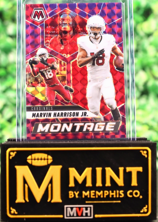 MARVIN HARRISON JR. 2025 PRIZM MOSAIC PURPLE MONTAGE /49 CARDINALS SSP