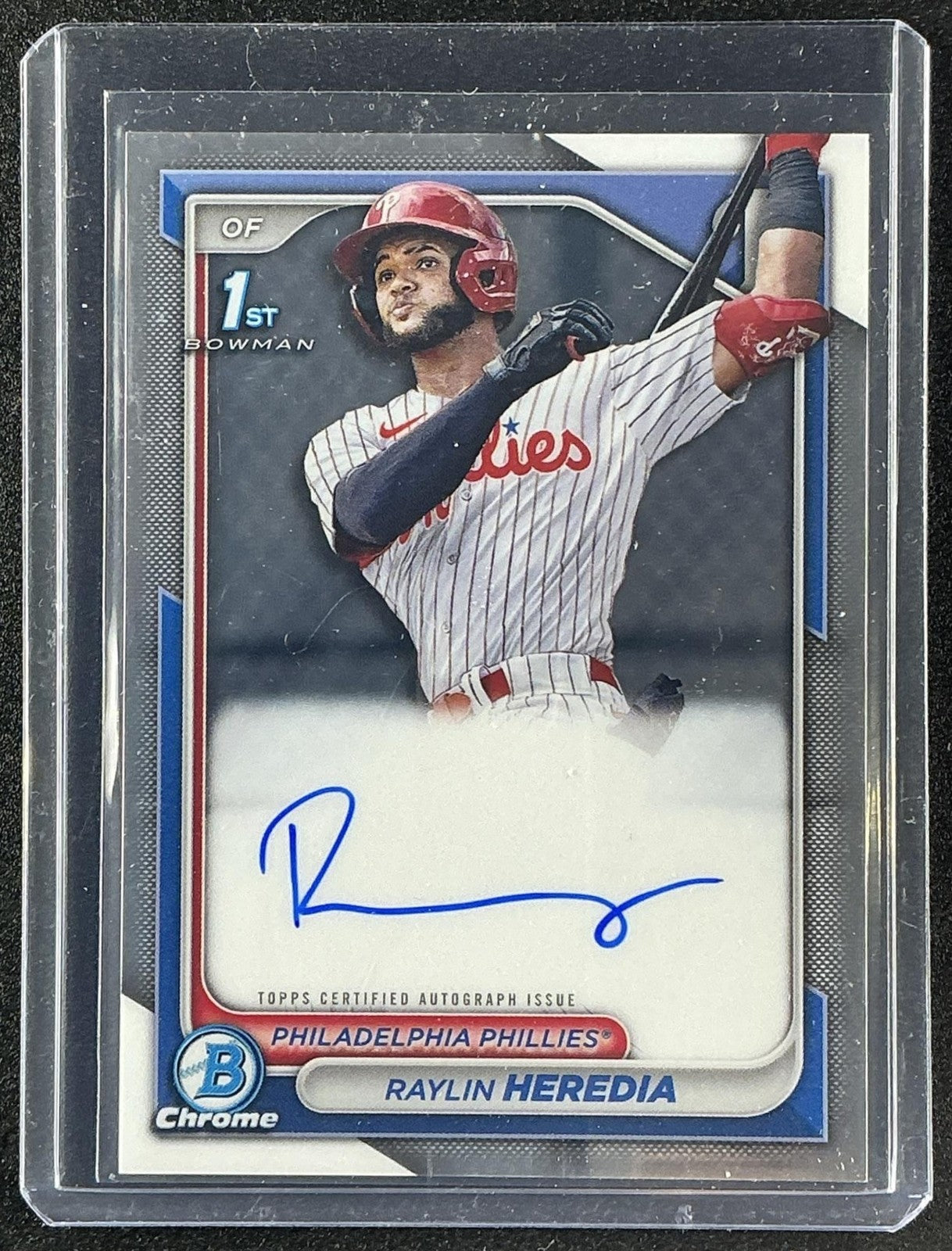 RAYLIN HEREDIA 2024 BOWMAN #CPA-RH CHROME AUTO 1ST PROSPECT PHILLIES