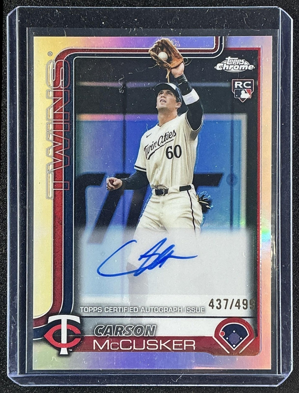 CARSON MCCUSKER 2025 TOPPS CHROME UPDATE #AC-CMC AUTO REFRACTOR 437/499 RC TWINS