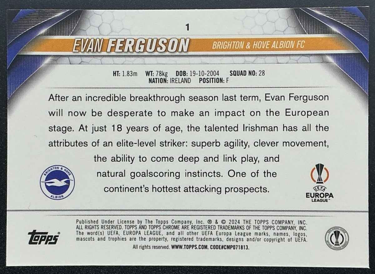 2023 Topps Chrome Evan Ferguson Future Stars Aqua Lava Refractor