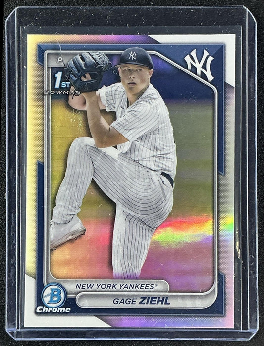 GAGE ZIEHL 2024 BOWMAN DRAFT #BDC-10 CHROME REFRACTOR 1ST PROSPECT YANKEES