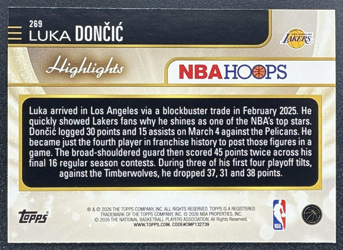 LUKA DONCIC 2025-26 TOPPS HOOPS #269 RAINBOW FOIL SEASON HIGHLIGHT LAKERS