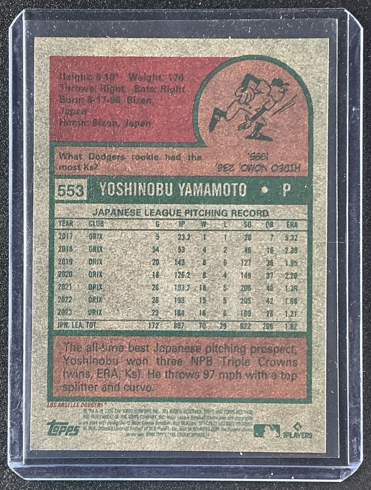 YOSHINOBU YAMAMOTO 2024 TOPPS HERITAGE HIGH NUMBER #553 RC DODGERS