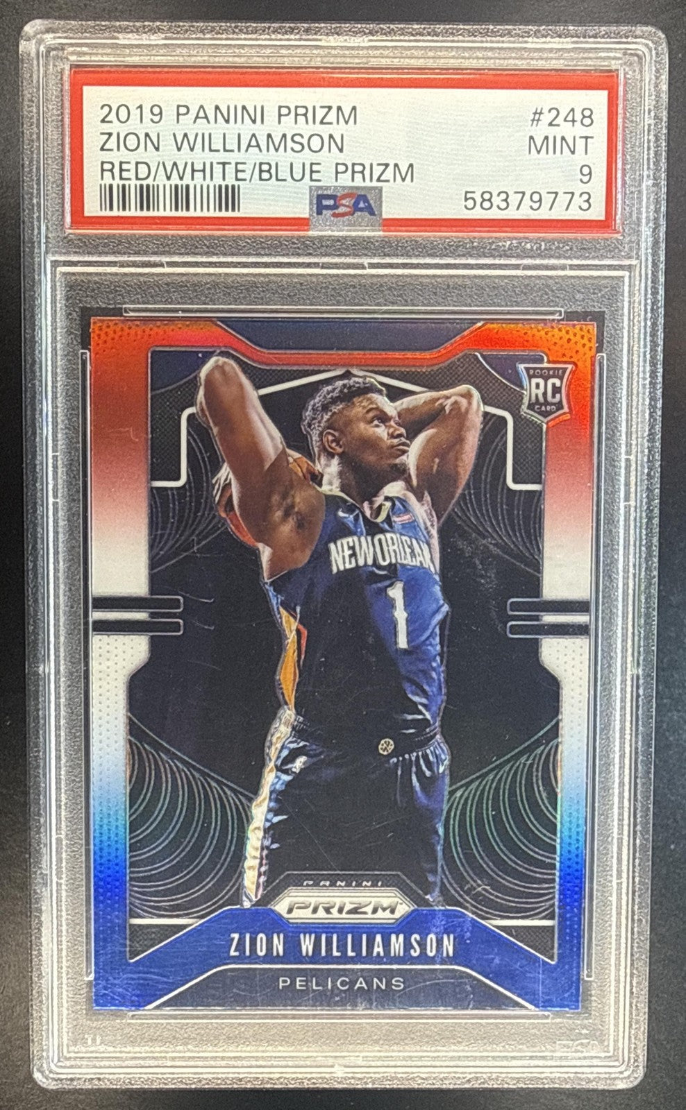 2019 Panini Prizm Zion Williamson #248 Prizms Red White and Blue RC PSA 9