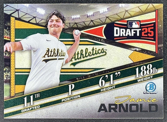 JAMIE ARNOLD 2025 BOWMAN DRAFT #BDN-9 NIGHT CHROME ATHLETICS