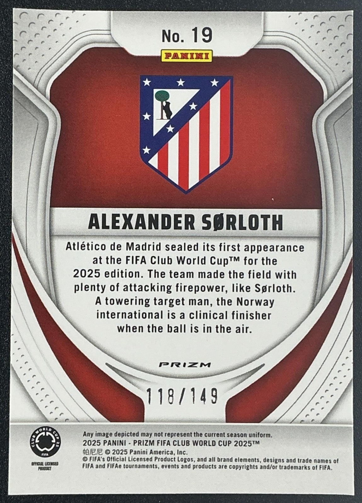 2025 Panini Prizm FIFA Club World Cup Alexander Sorloth #19 Orange Pulsar /149
