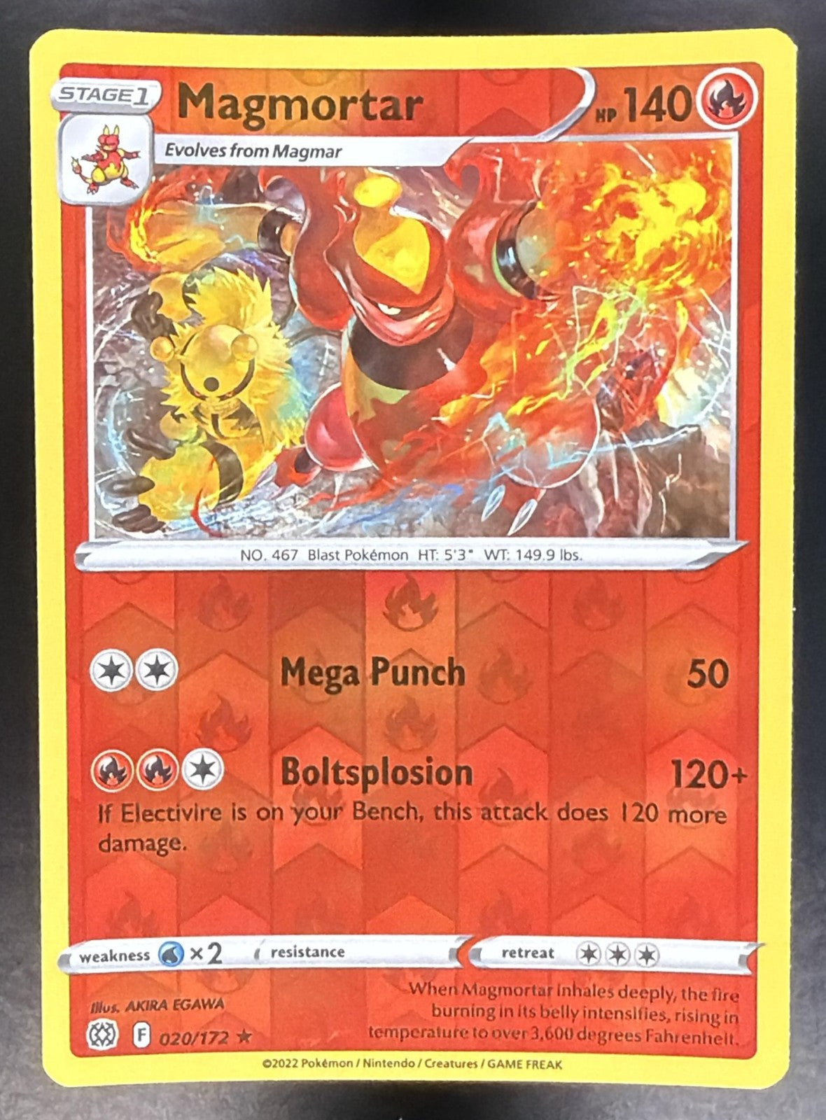 MAGMORTAR 2022 POKEMON SWORD & SHIELD BRILLIANT STARS #020/172 REVERSE HOLO