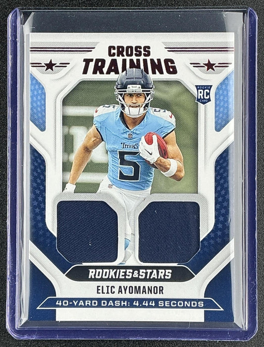 ELIC AYOMANOR 2025 PANINI ROOKIES & STARS #CT-EAR CROSS TRAINING MEM RC TITANS