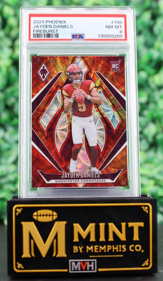 JAYDEN DANIELS 2024 PANINI PHOENIX #198 FIRE BURST /350 RC COMMANDERS