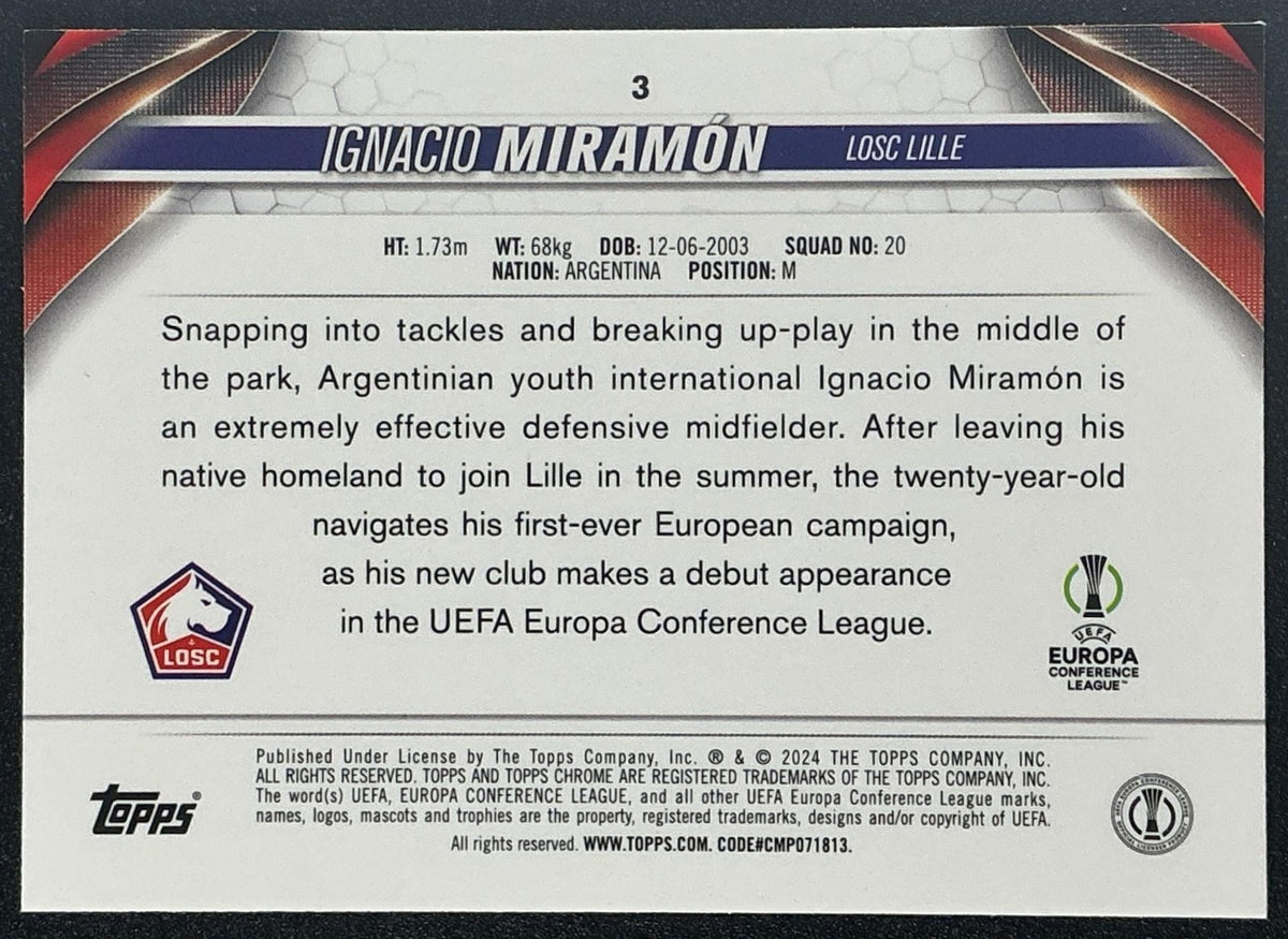 2023 Topps Chrome UEFA Club Competitions Ignacio Miramon #3 /299 RC