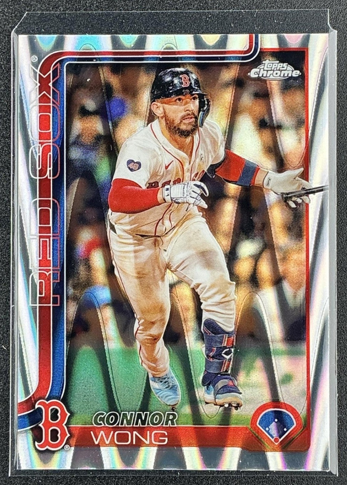 CONNOR WONG 2025 TOPPS CHROME #10 RAYWAVE REFRACTOR RED SOX