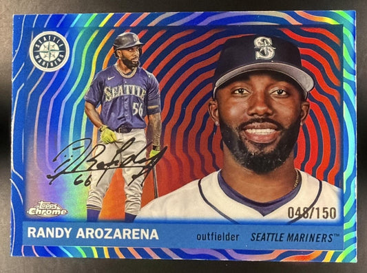2025 Topps Chrome Platinum Randy Arozarena #134 Blue Vibrations Refractor /150
