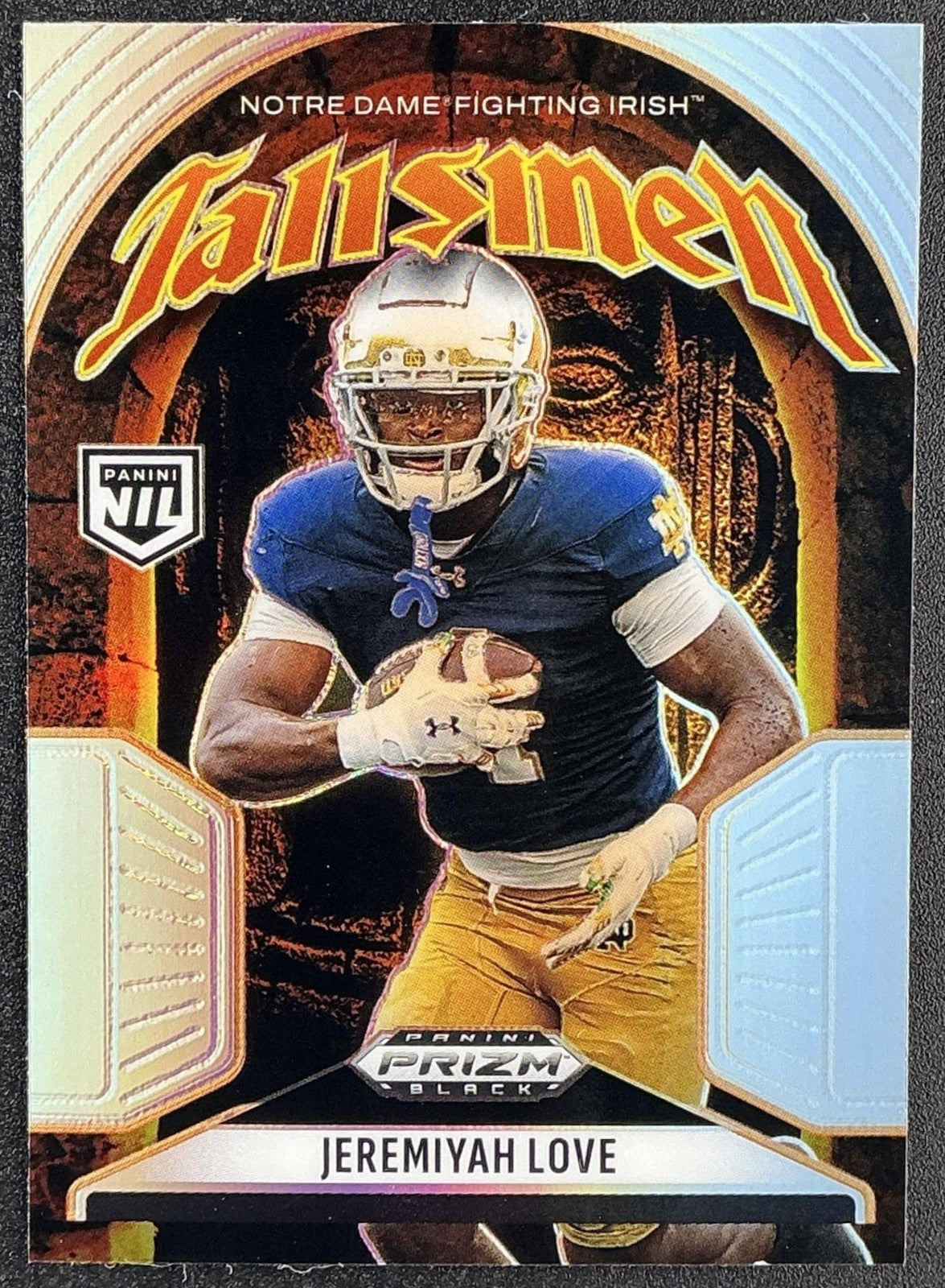 JEREMIYAH LOVE 2025 PANINI PRIZM BLACK #24 TALISMEN SILVER FIGHTING IRISH