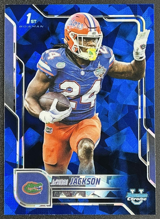 JA'KOBI JACKSON 2025 BOWMAN CHROME UNIVERSITY SAPPHIRE #163 1ST PROSPECT GATORS