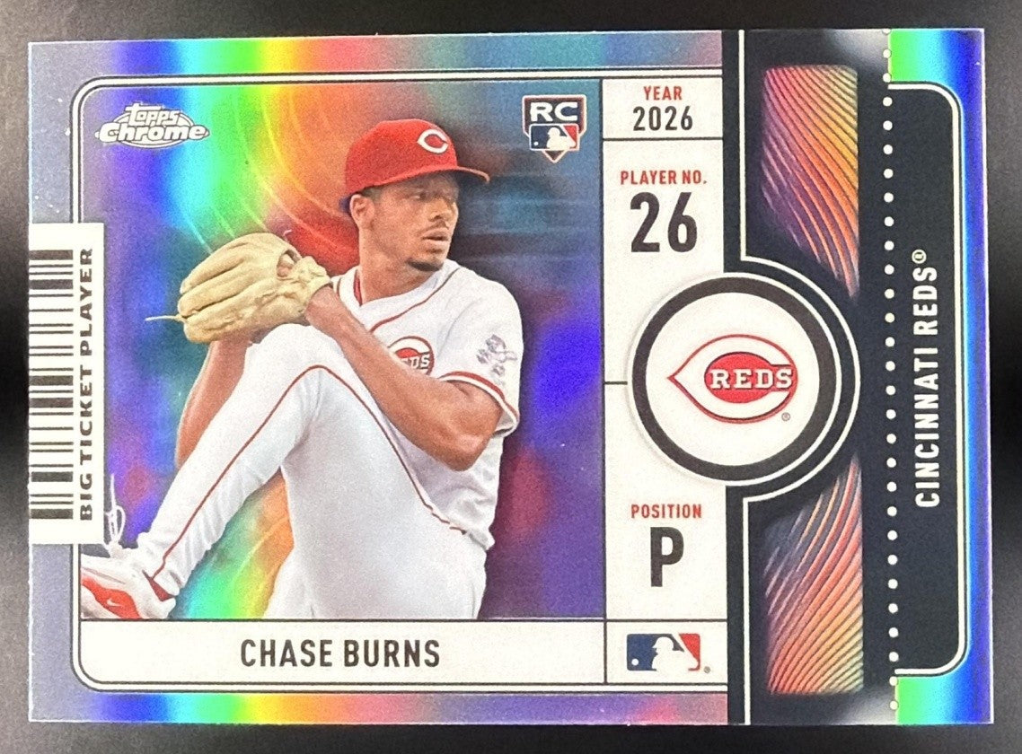 CHASE BURNS 2026 TOPPS CHROME #BTP-24 BIG TICKET PLAYERS RC REDS
