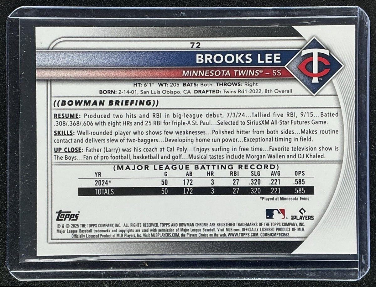 BROOKS LEE 2025 BOWMAN #72 MEGA BOX REFRACTOR RC TWINS