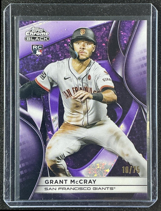 2025 Topps Chrome Black Grant McCray #48 Purple Mini Diamond Refractor /75 RC