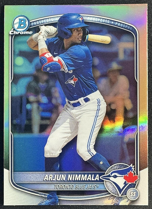 ARJUN NIMMALA 2025 BOWMAN DRAFT #BDC-35 CHROME REFRACTOR BLUE JAYS