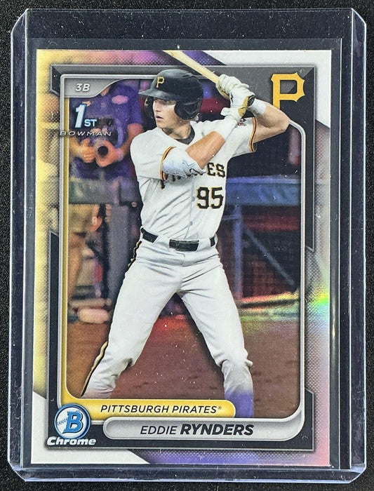 EDDIE RYNDERS 2024 BOWMAN DRAFT #BDC-180 CHROME REFRACTOR 1ST PROSPECT PIRATES