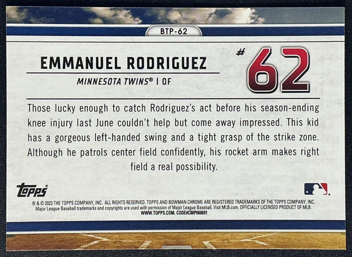 EMMANUEL RODRIGUEZ 2023 BOWMAN #BTP-62 SCOUTS TOP 100 CHROME TWINS