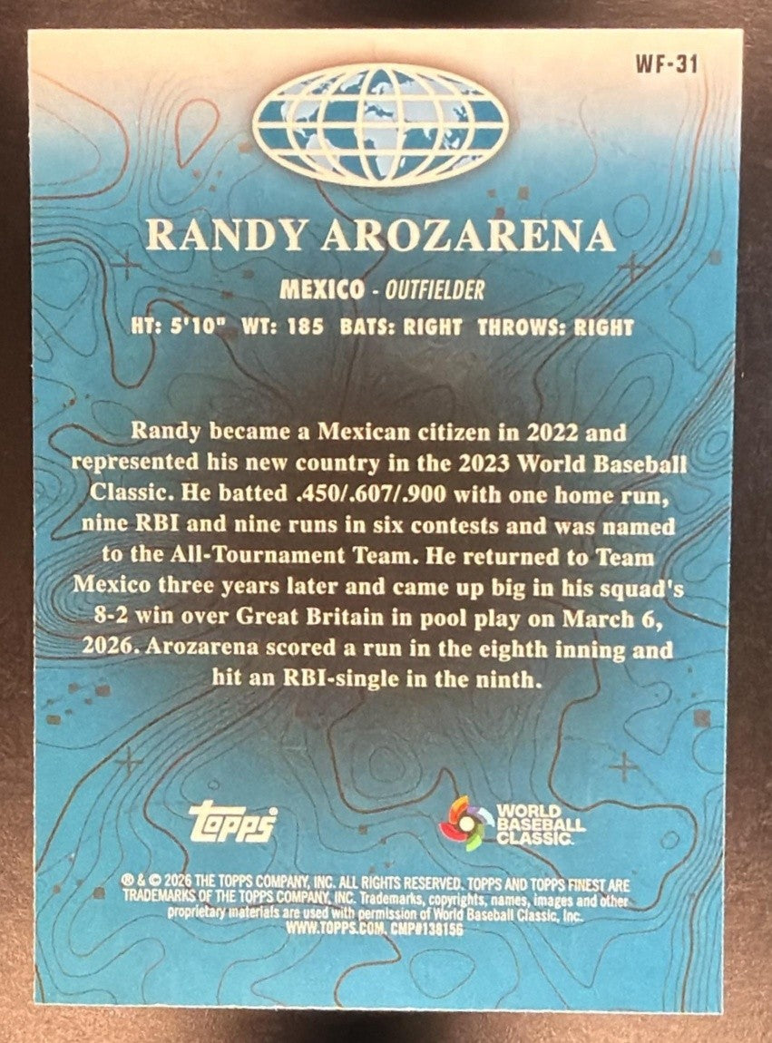 RANDY AROZARENA 2026 TOPPS FINEST #WF-31 WORLDS