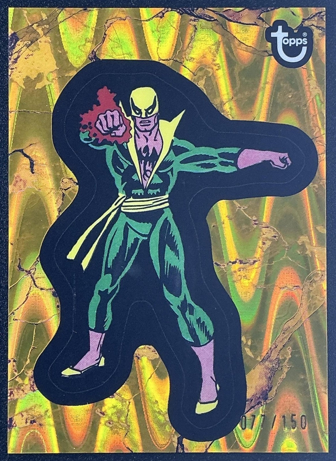 2025 Topps Marvel 1975 Golden Anniversary Iron Fist #12 Gold Raywave /150