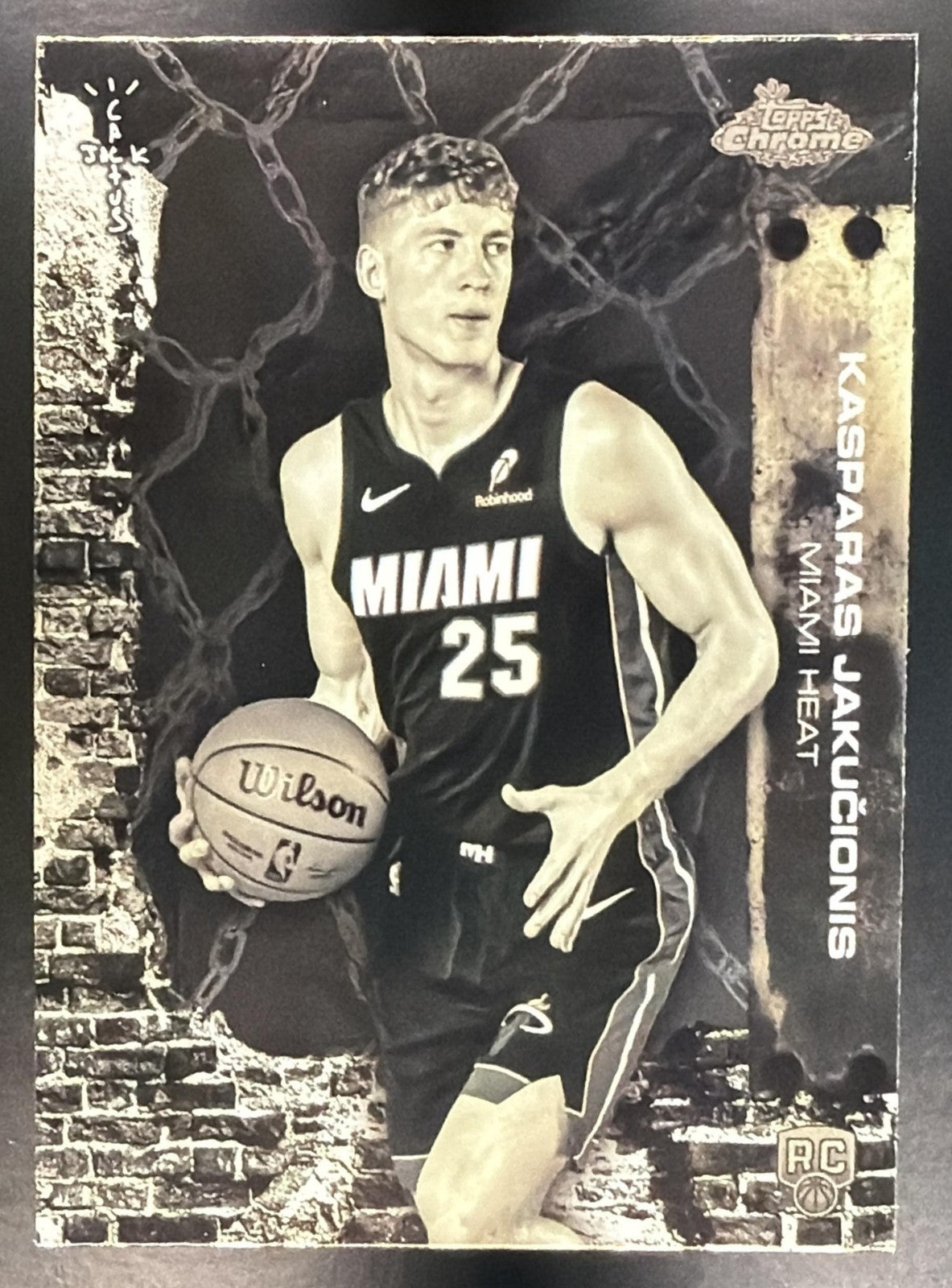 KASPARAS JAKUCIONIS 2025-26 TOPPS CHROME X CACTUS JACK #80 RC HEAT