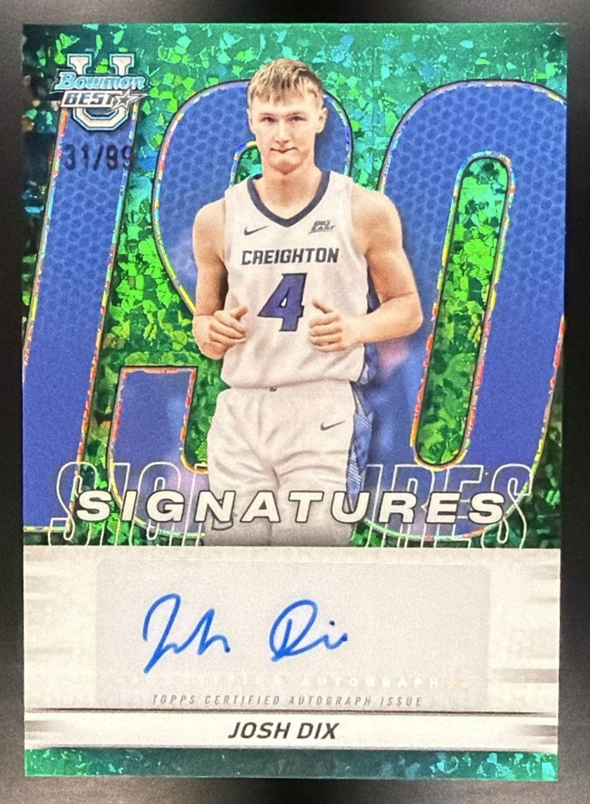2025 Bowman Best University Josh Dix Green Mini-Diamond Refractor /99 Auto