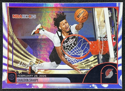 2025 Topps Hoops Shaedon Sharpe #267 Rainbow Foil Season Highlight