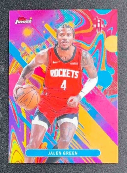 JALEN GREEN 2025-26 TOPPS FINEST #90 COMMON OIL SPILL REFRACTOR ROCKETS