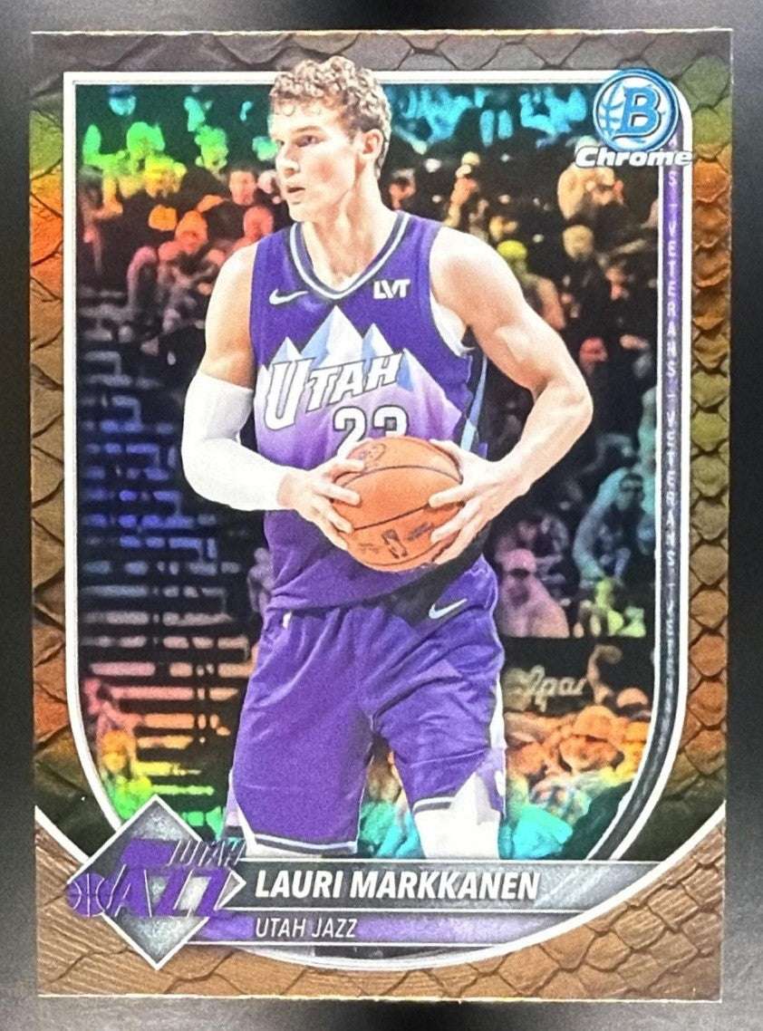 LAURI MARKKANEN 2025-26 BOWMAN #BCV-112 CHROME REPTILIAN REFRACTOR JAZZ