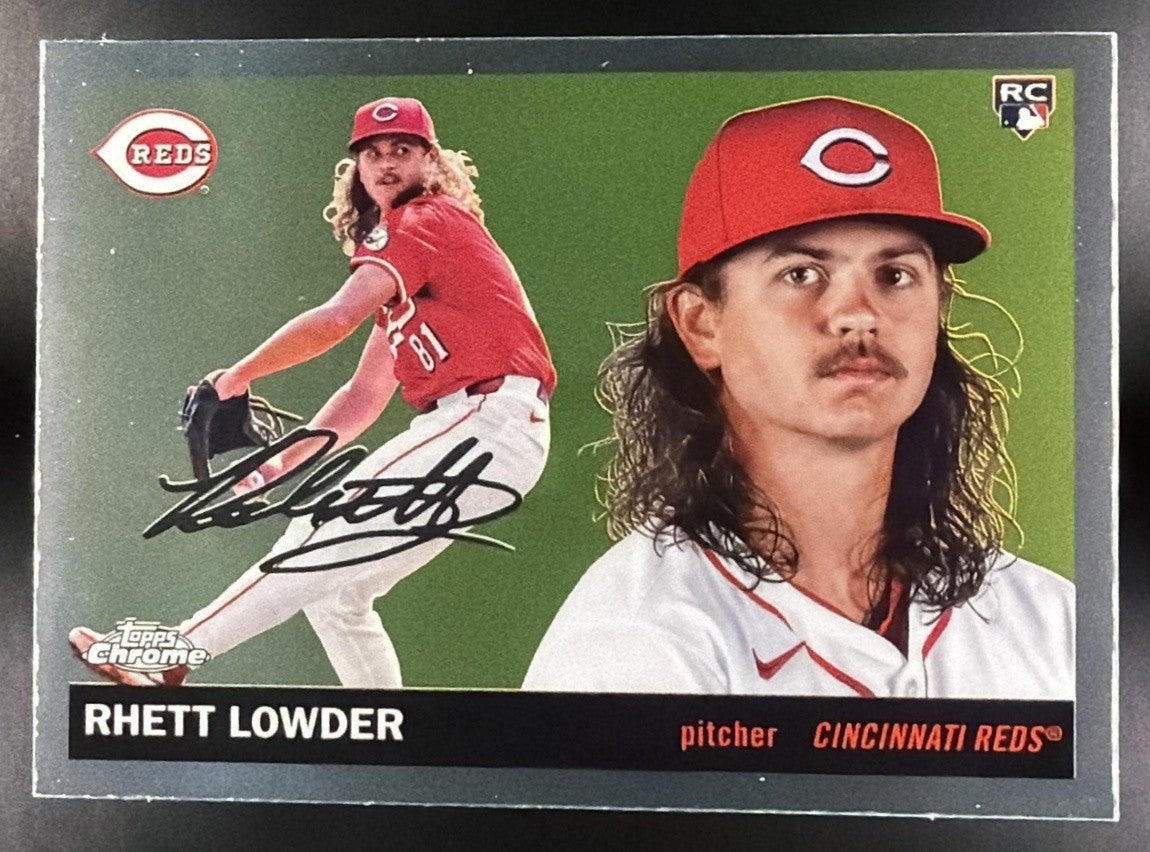 RHETT LOWDER 2025 TOPPS CHROME PLATINUM ANNIVERSARY #205 RC REDS