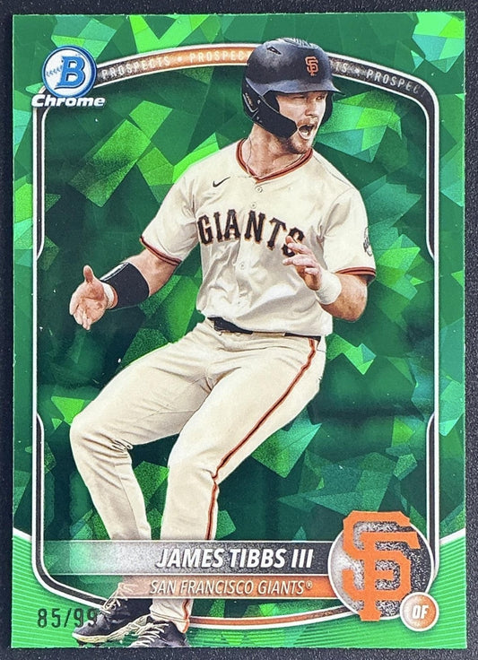 2025 Bowman Sapphire James Tibbs III Chrome Prospects Green Refractor /99