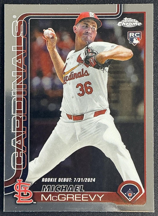 MICHAEL MCGREEVY 2025 TOPPS CHROME UPDATE #USC36 RC CARDINALS