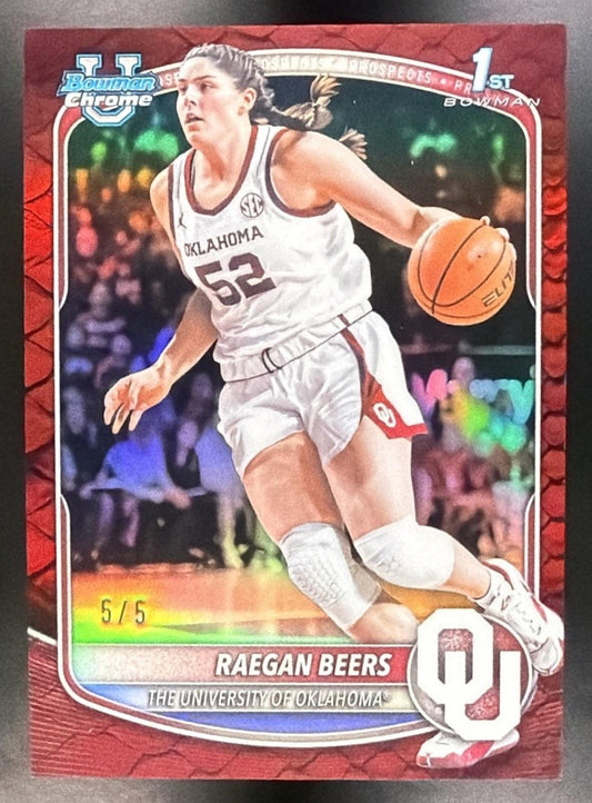 2025 Bowman Raegan Beers Chrome Reptilian Red Refractor /5 1st Prospect Bookend
