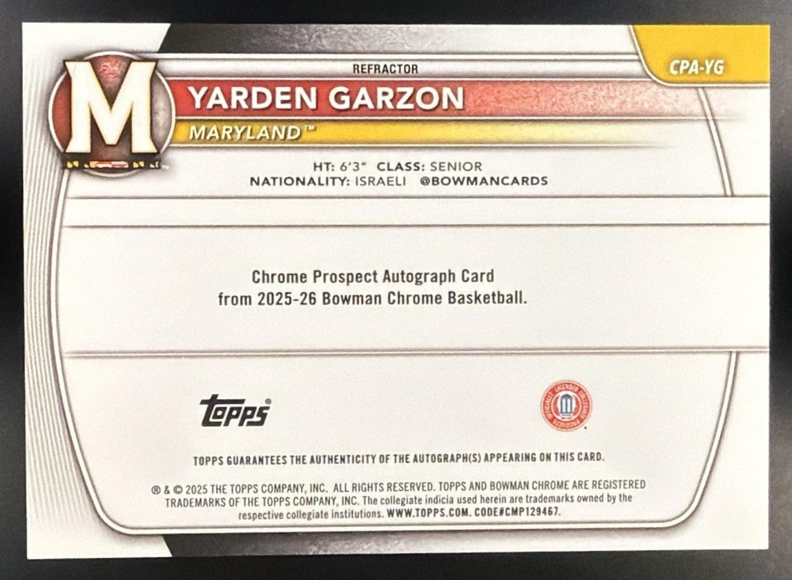 2025 Bowman Yarden Garzon #CPA-YG Chrome Auto Refractor /499 1st Prospect