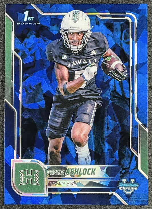 POFELE ASHLOCK 2025 BOWMAN CHROME UNIVERSITY SAPPHIRE #15 1ST PROSPECT WARRIORS